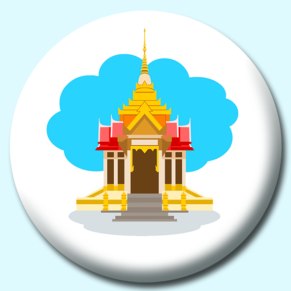 Thai Buddhist Temple Button Badge