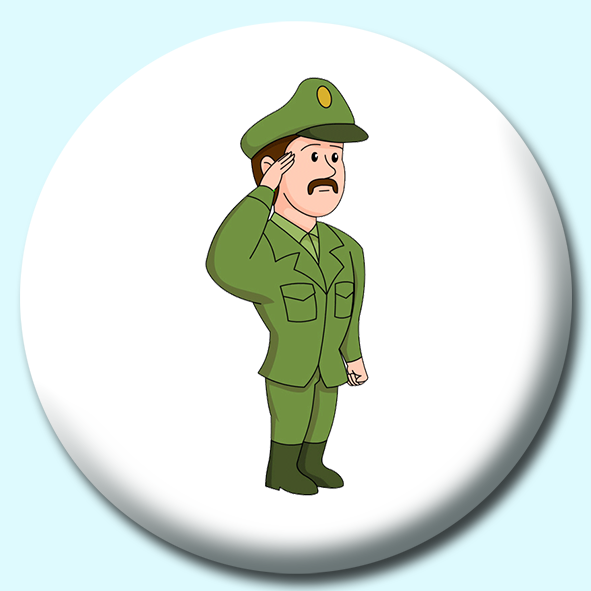 Army Officer Saluating Button Badge