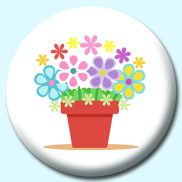 Beautiful Colourful Flower Pot  Button Badge