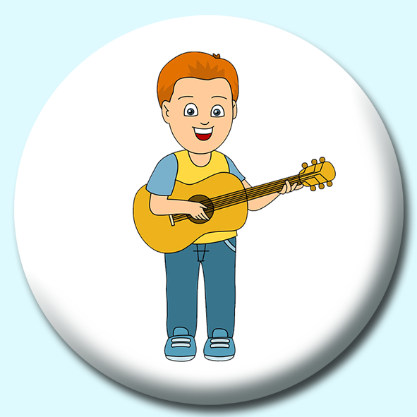 Boy Playing Guitar Button Badge