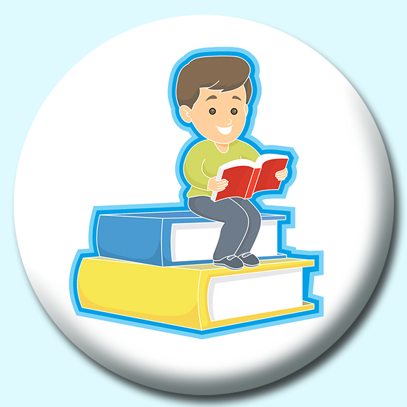Boy Reading Button Badge