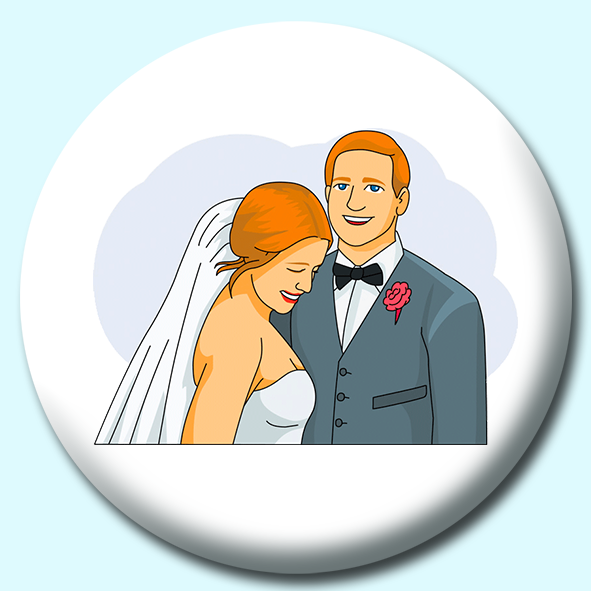 Bride Groom Wedding Button Badge