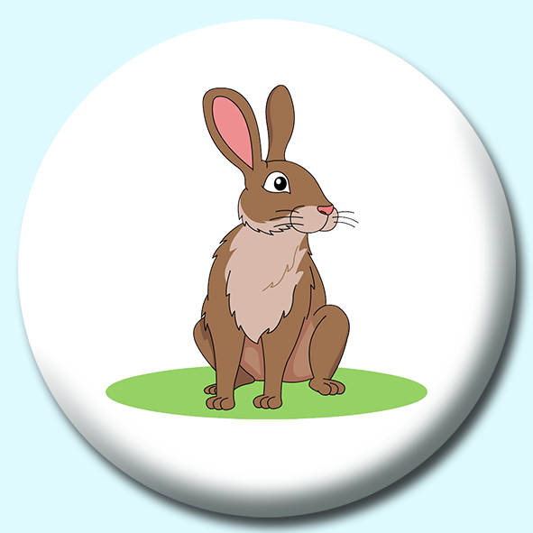 Brown Rabbit Button Badge