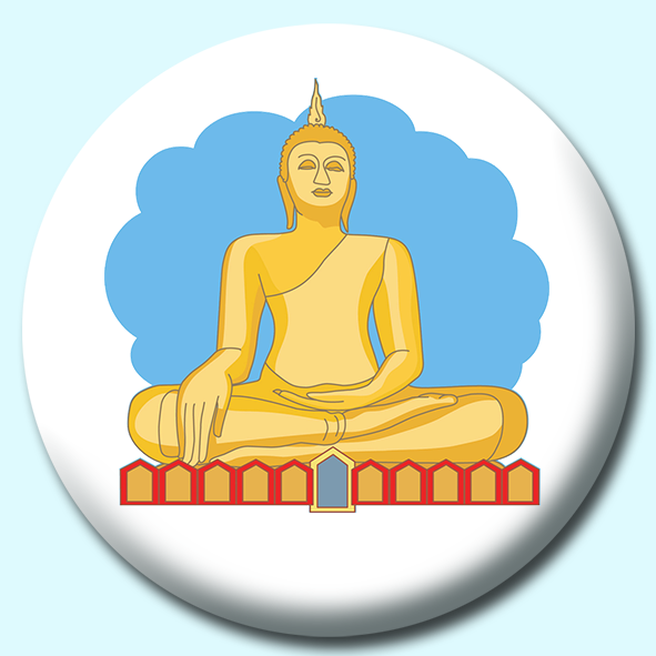 Buddha Statue Button Badge