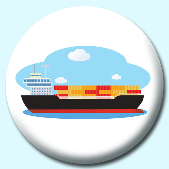 Cargo Ship On The Ocean Button Badge