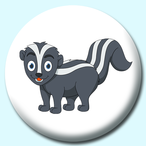 Cartoon Stripped Skunk Button Badge