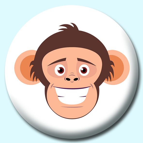 Chimpanzee Face Smiling Expression Button Badge
