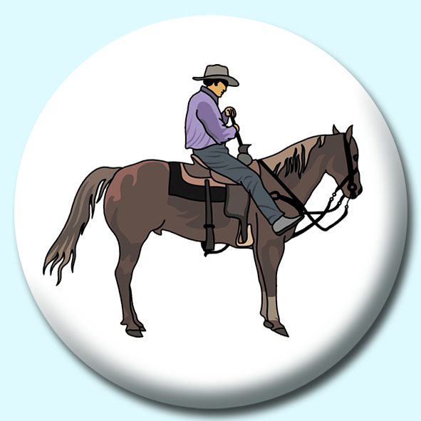 Cowboy On Horse Button Badge