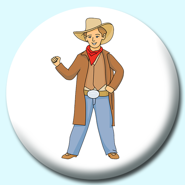 Cowboy Standing Button Badge