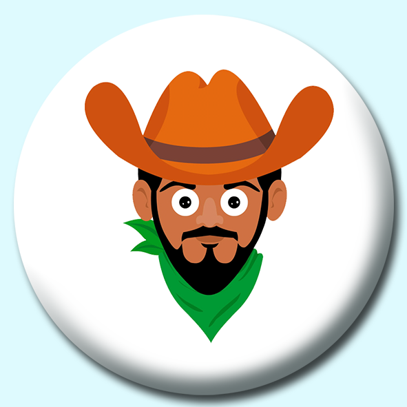 Cowboy With Beard Button Badge