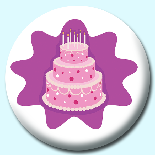 Decorated Birthday Cake Button Badge