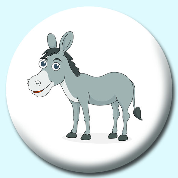 Donkey Cartoon Style Big Face Button Badge