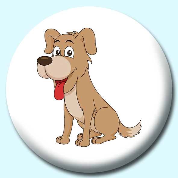 Excited Friendly Dog Mouth Open Button Badge