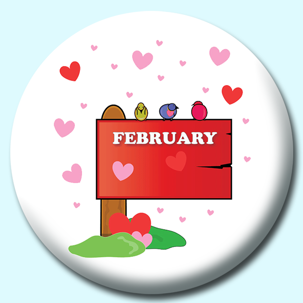 February Month Sign Button Badge