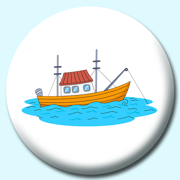 Fishing Boat Button Badge