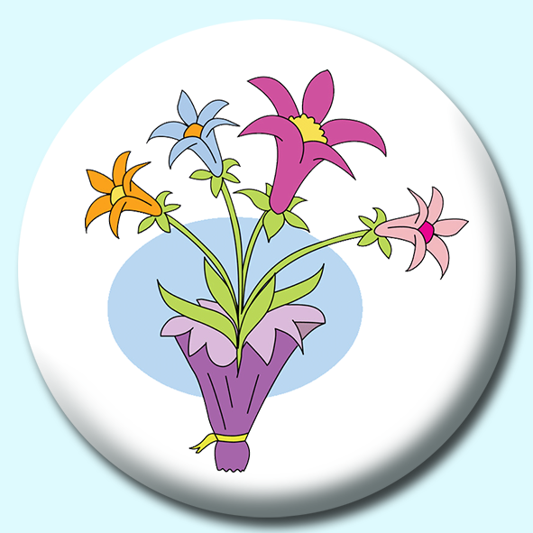 Flower Lilly Bouquet Button Badge