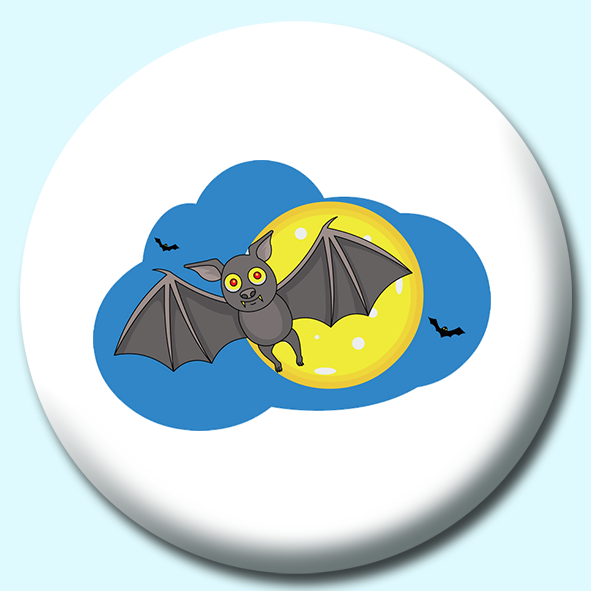 Flying Bat With Full Moon Button Badge