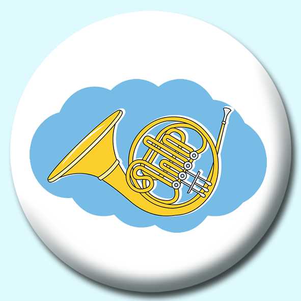 French Horn Brass Instrument Button Badge