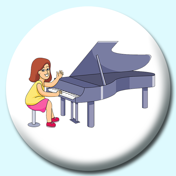 Girl Playing Piano Button Badge