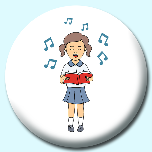Girl Singing From Hymn Book Button Badge