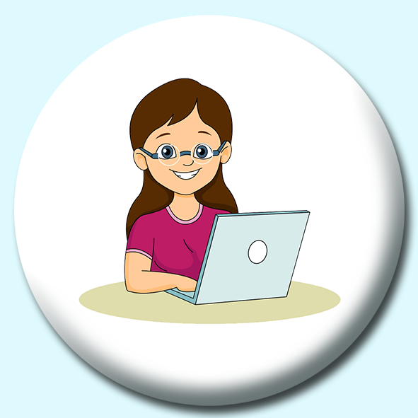 Girl Student Button Badge