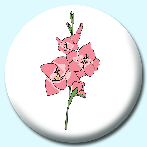 Gladiolus Flower Button Badge