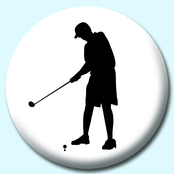 Golfer Teeing Off Button Badge
