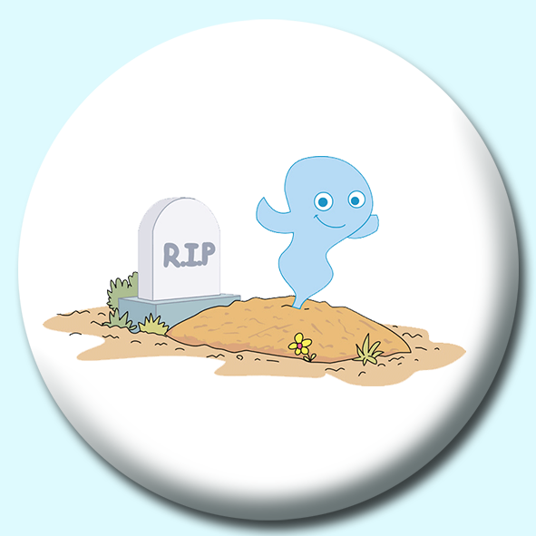 Grave Site With Ghost Button Badge