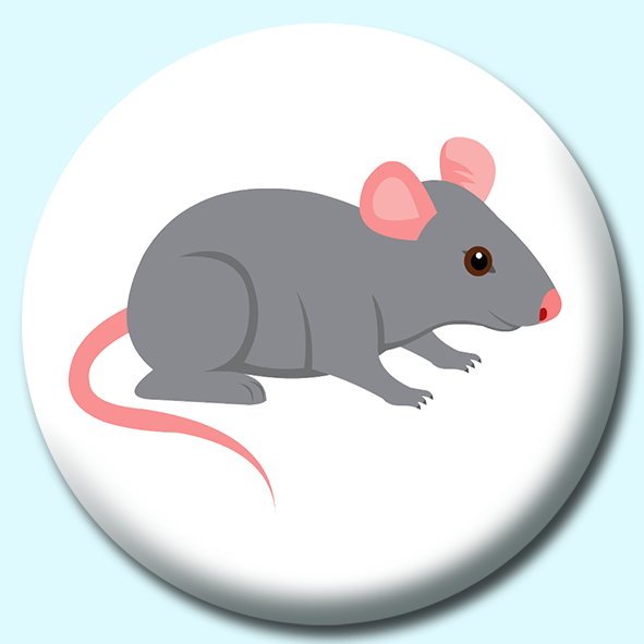 Gray Mouse Pink Ears Button Badge