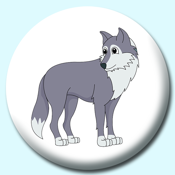 Gray Wolf Standing Button Badge