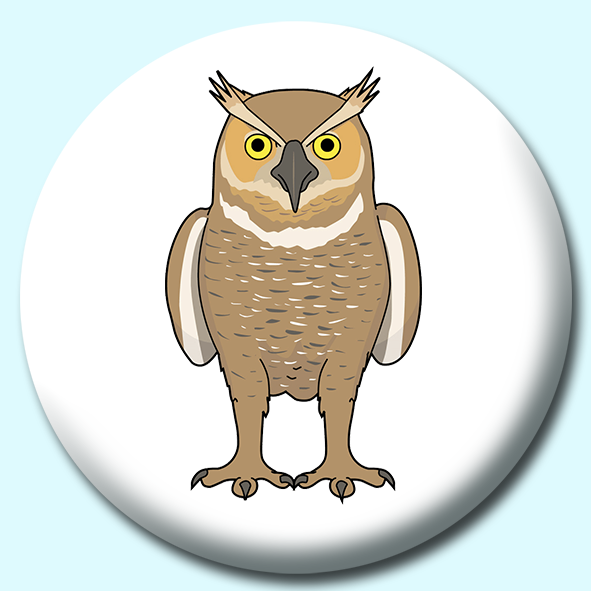 Great Horned Owl Button Badge
