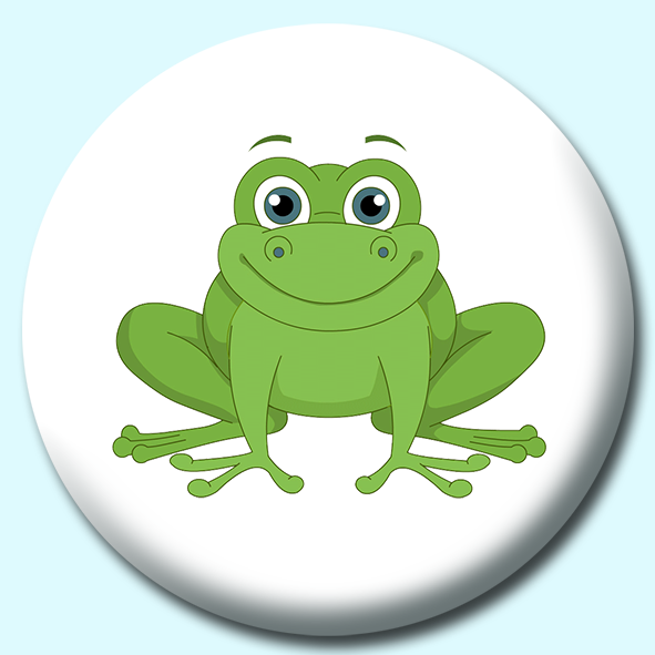 Green Frog Smiling Button Badge