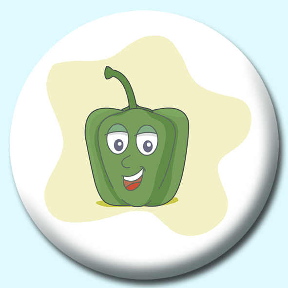 Green Pepper Cartoon Button Badge