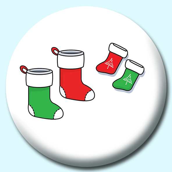 Green Red Christmas Stockings Button Badge