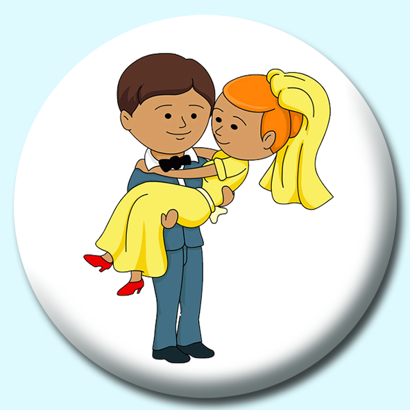 Groom Carries Bride In His Arms Button Badge