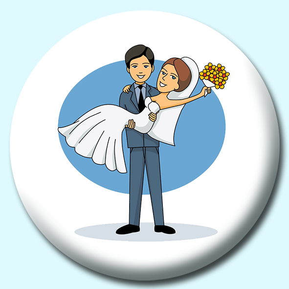 Groom Holding Bride Button Badge