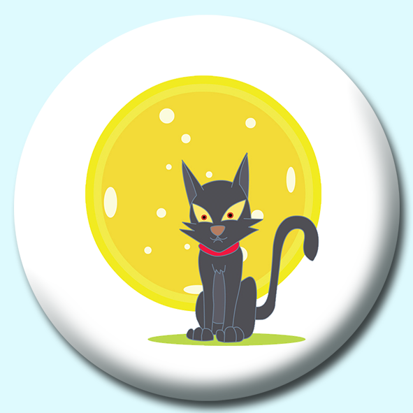 Halloween Cat Full Moon Button Badge