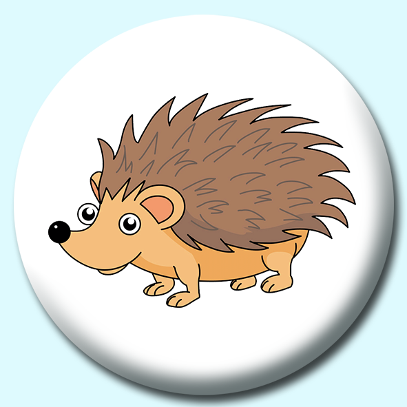 Hedgehog Cartoon Button Badge