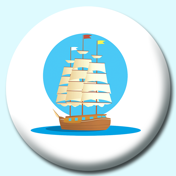 Historic Old Wooden Sail Boat Button Badge