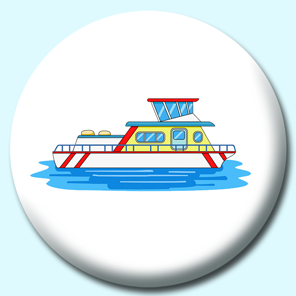 Houseboat In Water Button Badge