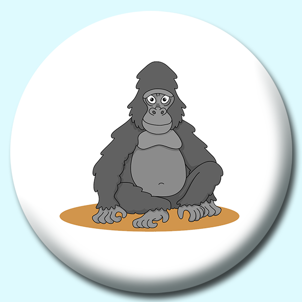 Large Gorilla Sitting Button Badge