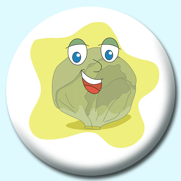 Lettuce Cartoon Button Badge