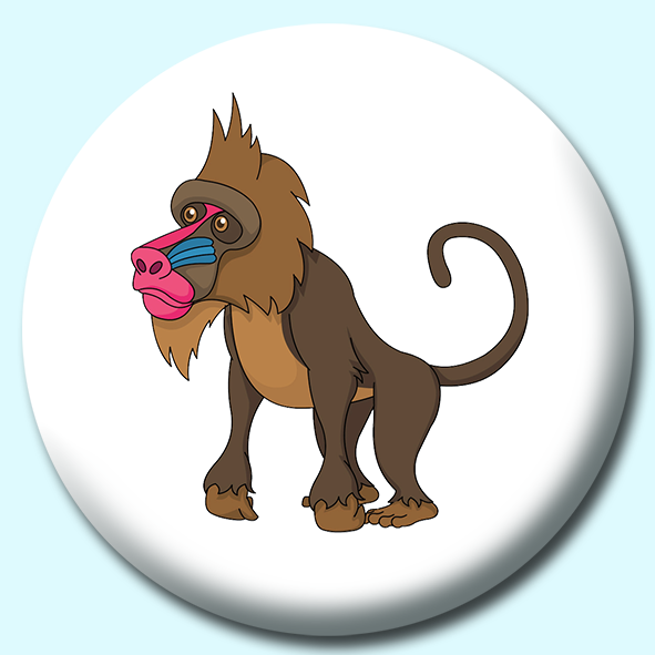Mandrill Baboon Button Badge