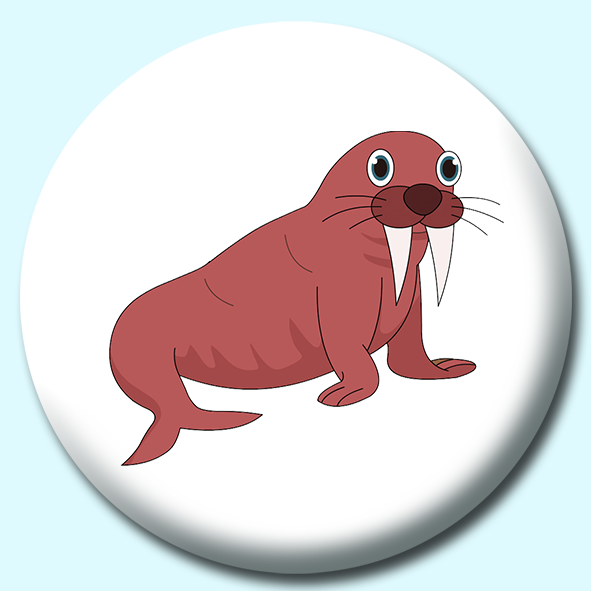 Marine Mammal Walrus With Tusk Whiskers Button Badge