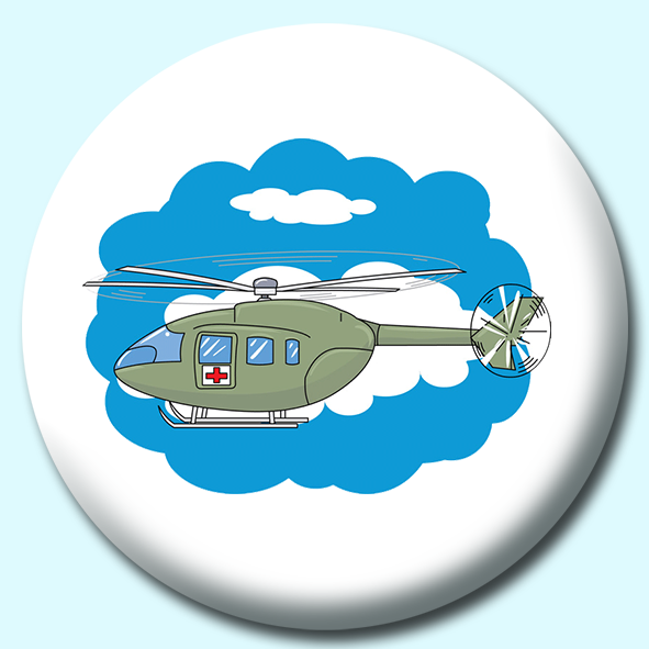 Military Helicopter Button Badge