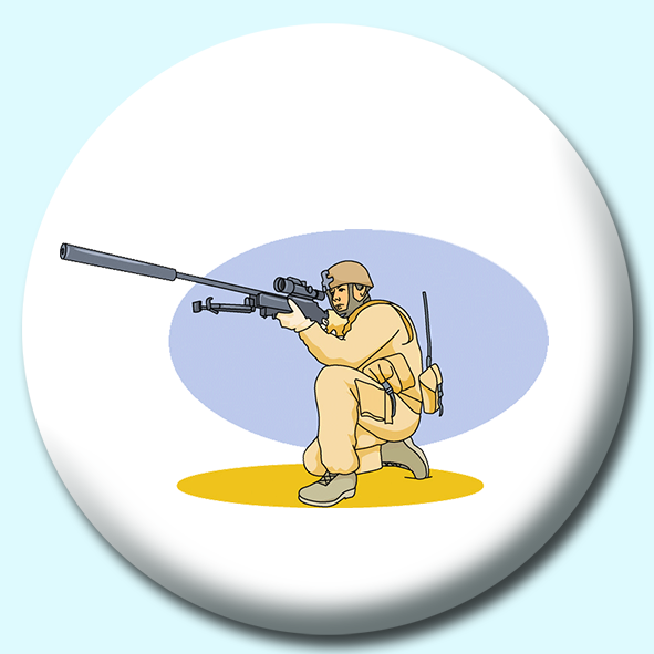 Military Solider Gun Button Badge