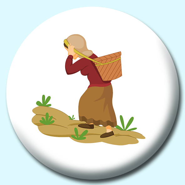 Nepalese Woman Button Badge