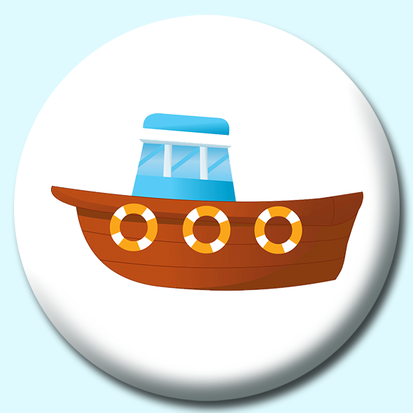 Old Wood Boat With Motor 2 Button Badge