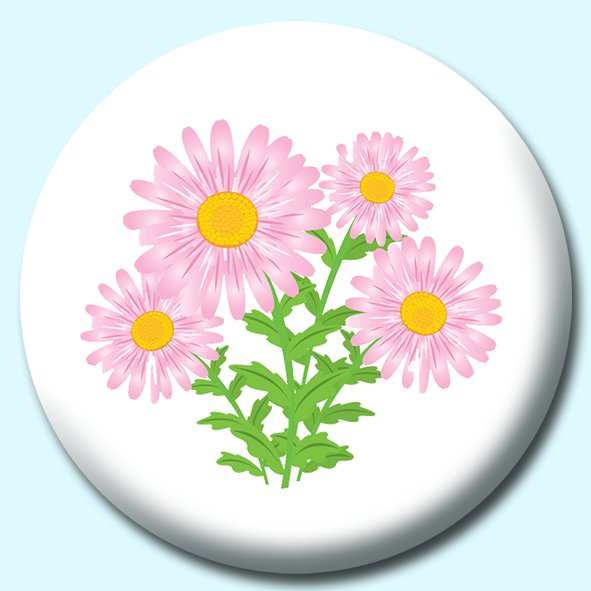 Pink Daisy Flower Button Badge