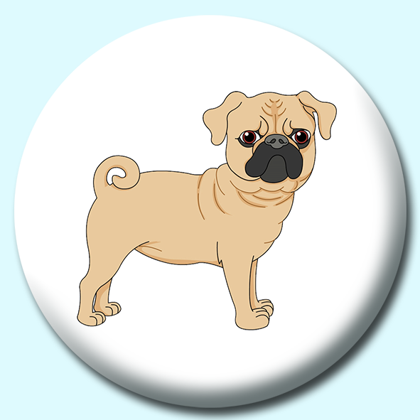 Pug Dog Curly Tail Button Badge